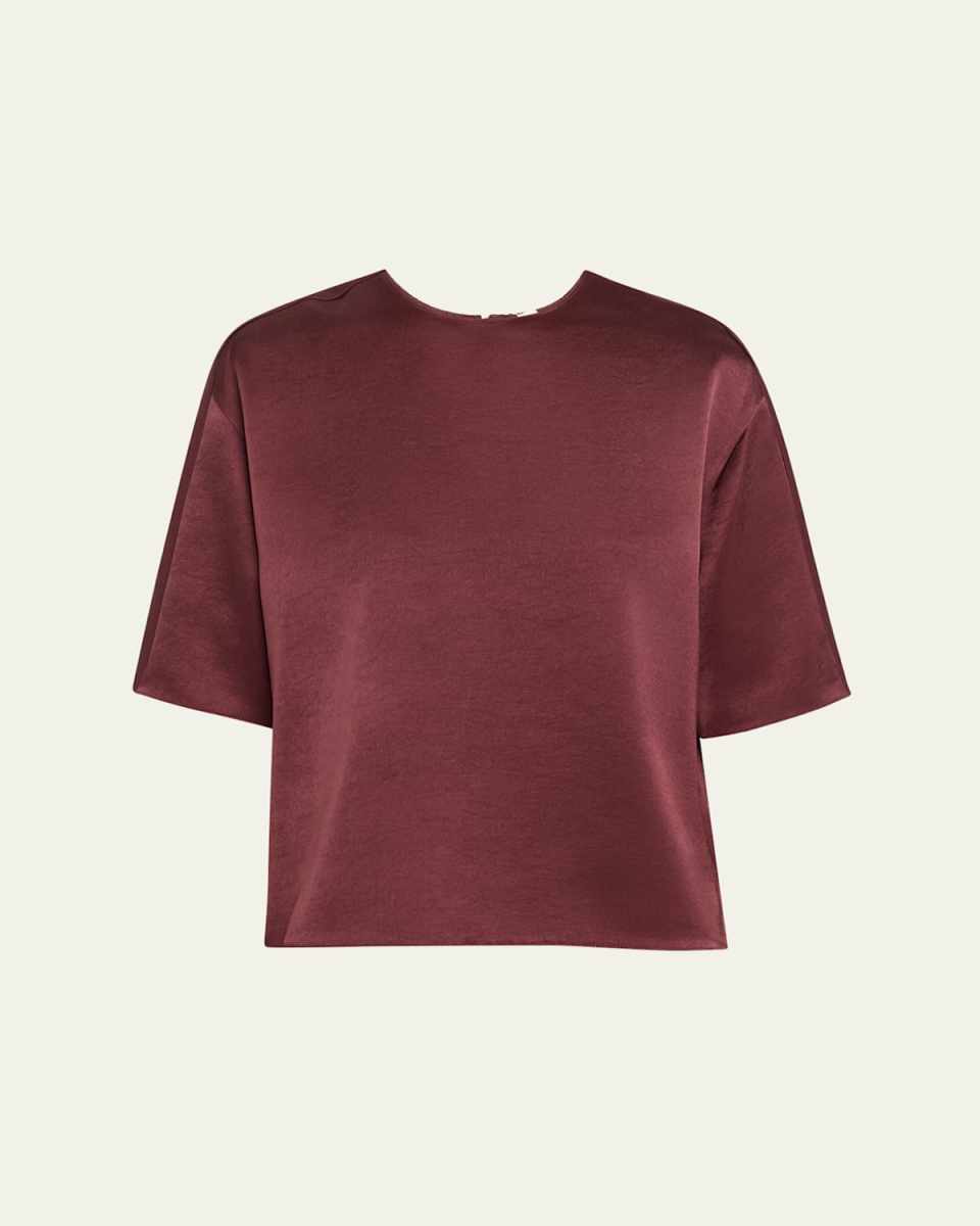Satin Short-Sleeve Blouse